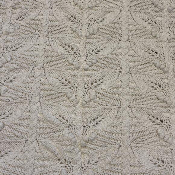 Vtg Express Tricot M Fisherman Sweater Aran Chunky Hand Knit Cream Grandma Core - Picture 4 of 7